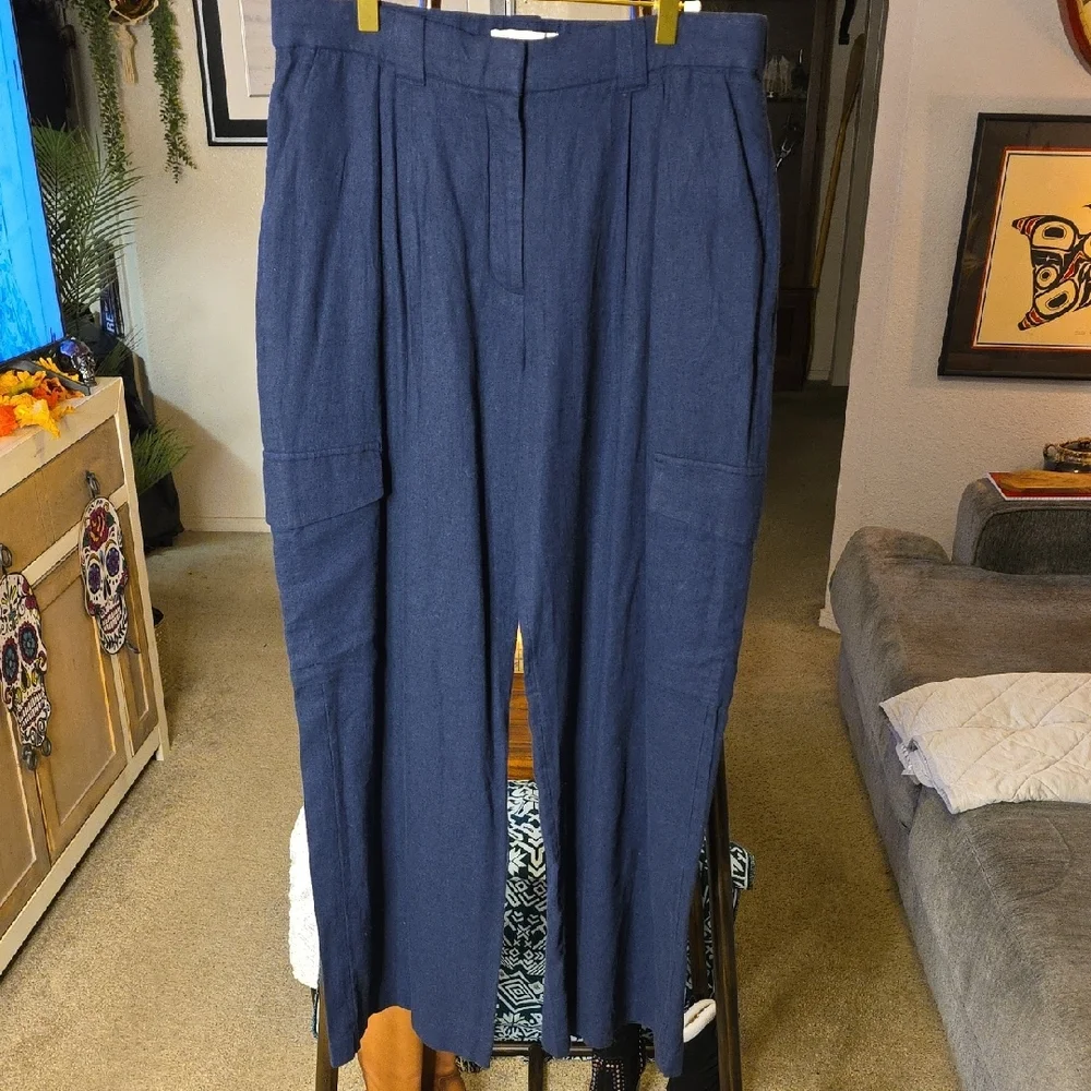 Abercrombie & Fitch Navy Cargo comfort Band Wide Leg Pants Medium Regular